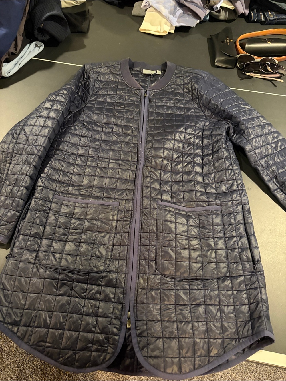 Medium navy Athleta long coat